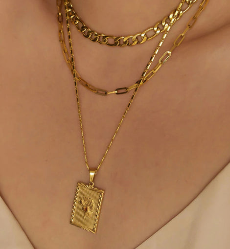 Gold Geo Floral Necklace